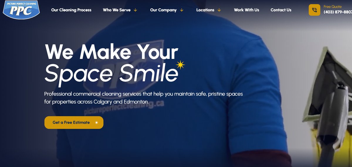 Professional janitorial team member with cleaning equipment in Calgary and Edmonton